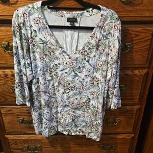 J. Jill Blue Gray 3/4 Sleeve Relaxed Blouse